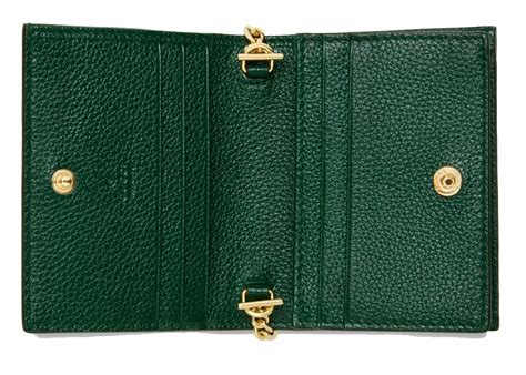 Gucci Zumi Card Case Wallet Grainy Leather Dark Green 